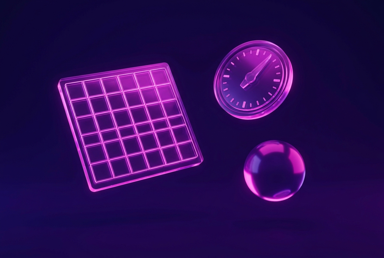 Glowing glass grid, dial and sphere